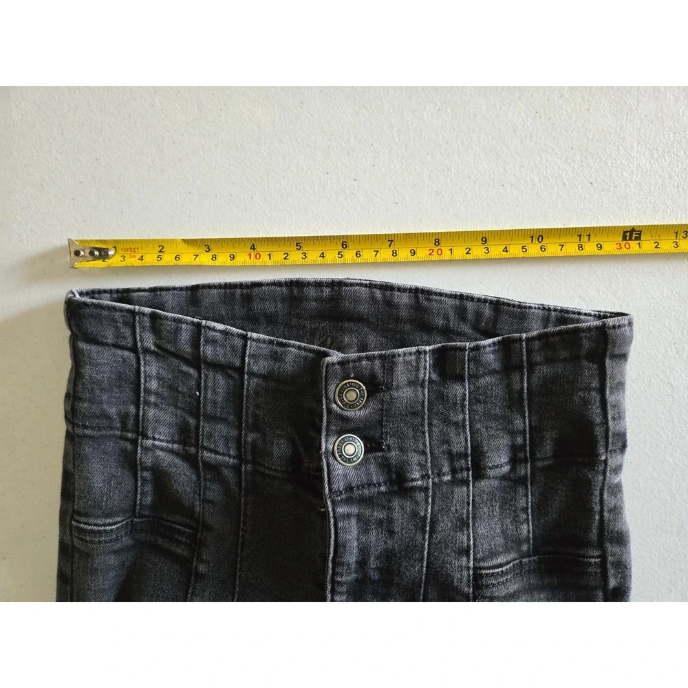 Free People Jayde Skinny Jeans 26 Washed Black High Rise Corset OB1174411 Retro